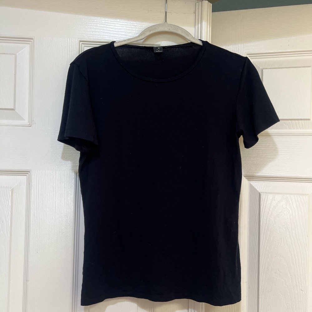 Weekend Max‎ Mara black jersey t shirt blouse soft stretch minimal women medium